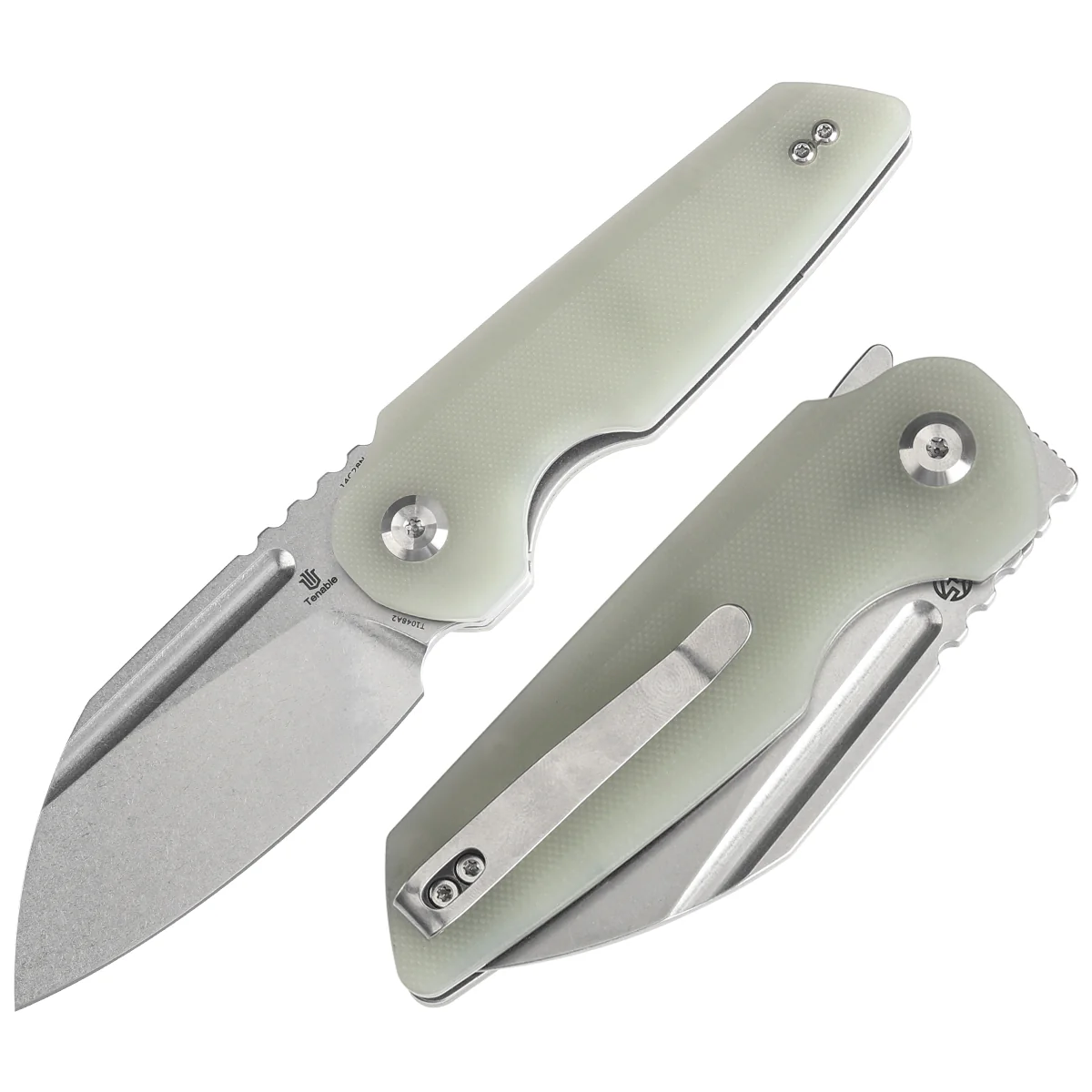 Tenable Rafe L 3.19" Stonewashed 14C28N Jade G10 T1048A2