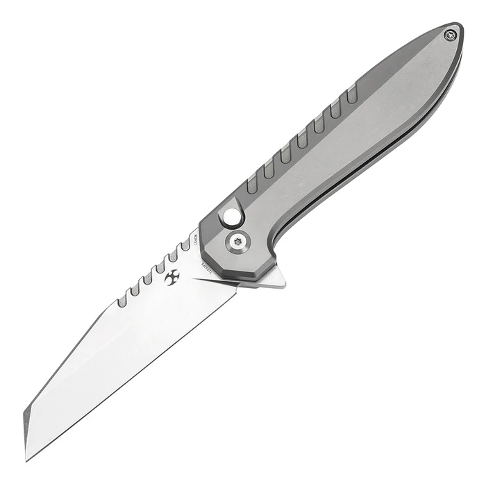 Kansept Kosame 3.37" Stonewashed 154CM Stonewashed Titanium with Jade G10 Inlay T1093F6
