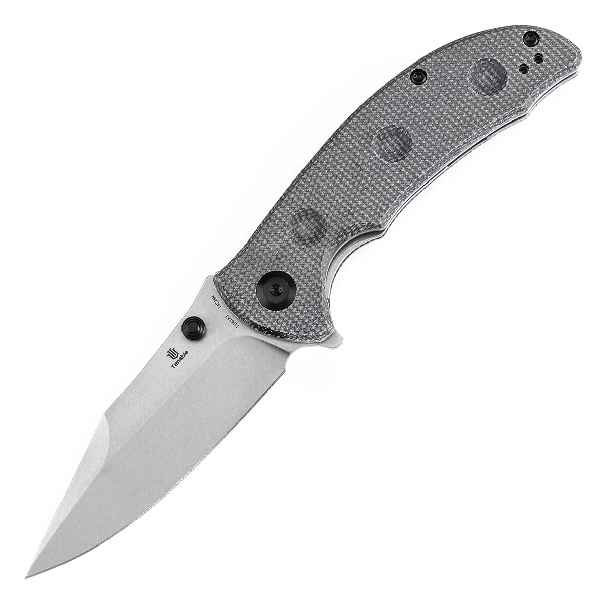 Tenable Rei 3.3" Stonewashed 14C28N Black Micarta with Dimples T1061A3