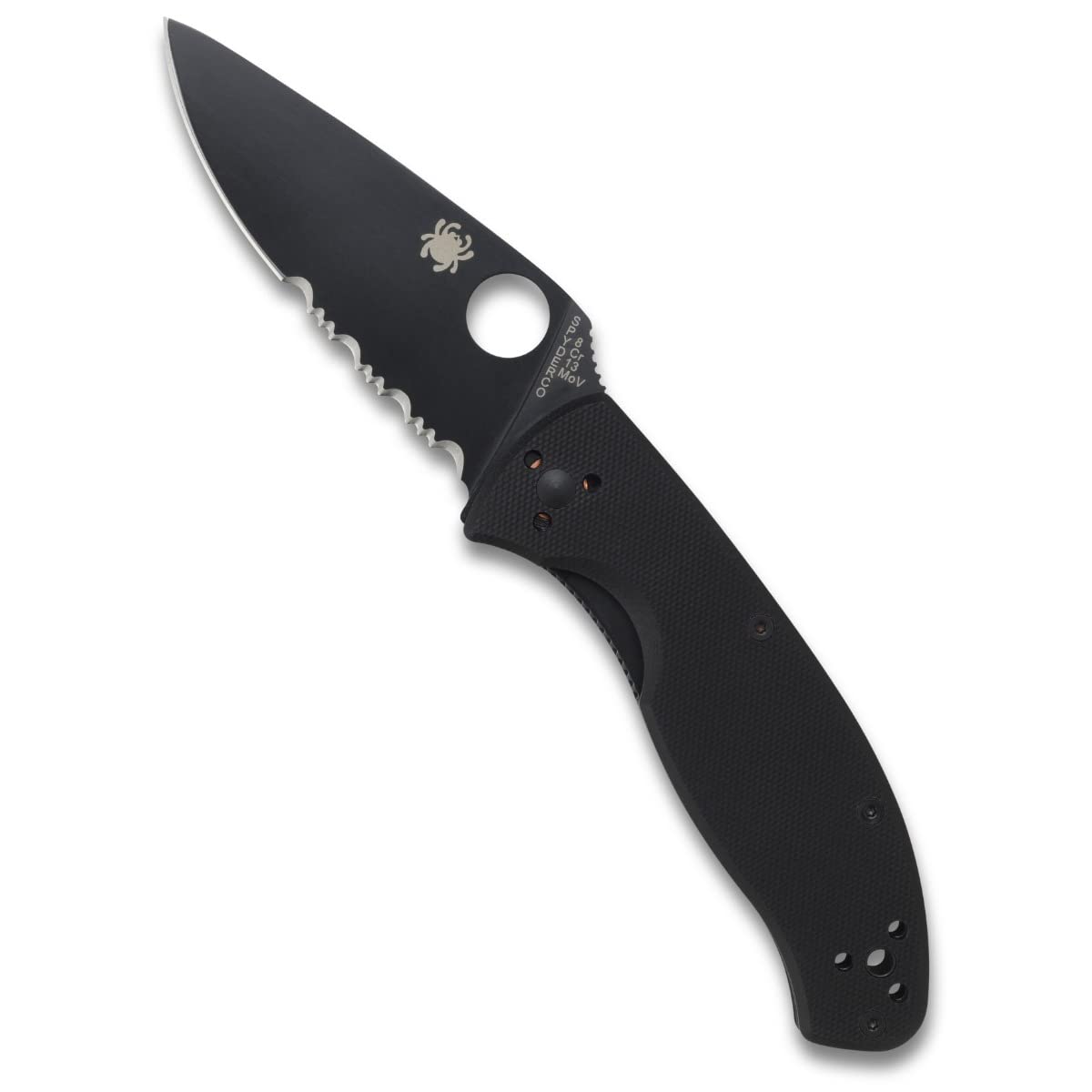 Spyderco Tenacious Combo Edge Folding Knife Black Blade Black G10 Handle C122GBBKPS