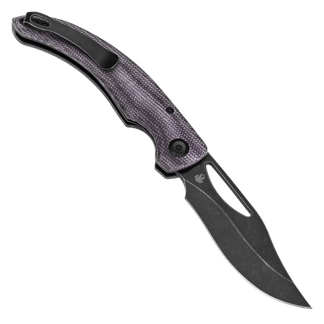 Tenable Gideon Folding Knife Purple Micarta Handle Nitro-V Plain Edge Blackwash Finish T1119A4