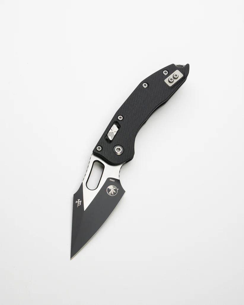 Microtech Stitch Fluted G-10 Black – Two-Tone Wharncliffe
